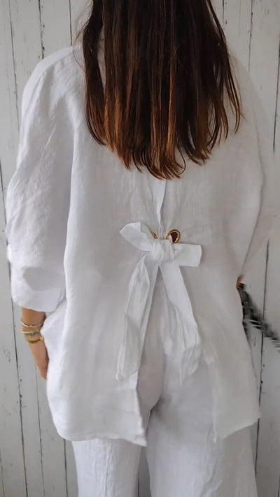 Chloé | Chemise Coton et Lin à Nouer dans le Dos