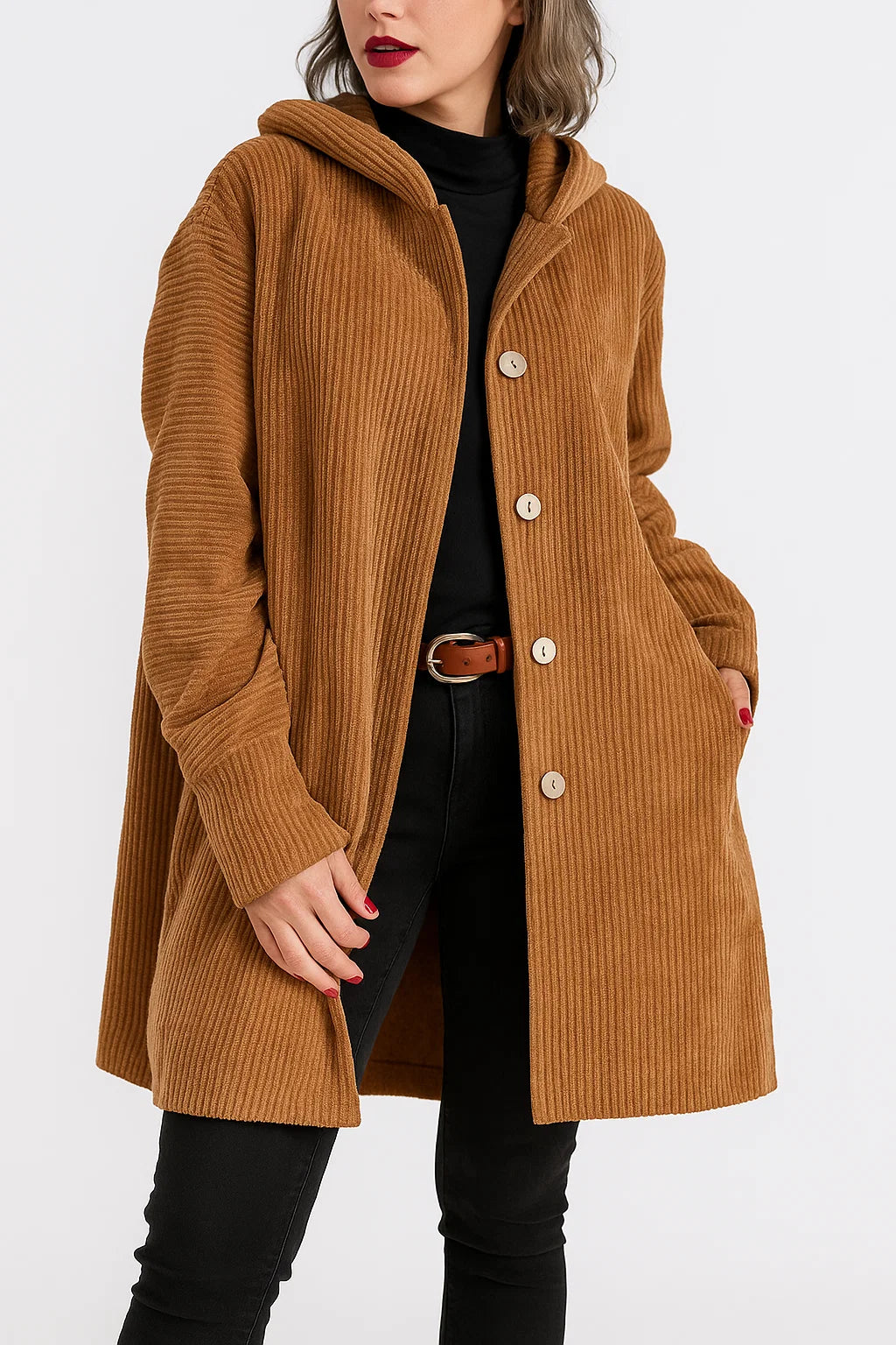 Chique Paris | Veste à capuche en velours décontractée