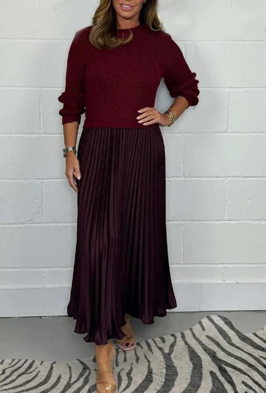 Claudia - Robe longue avec pull et jupe plissée