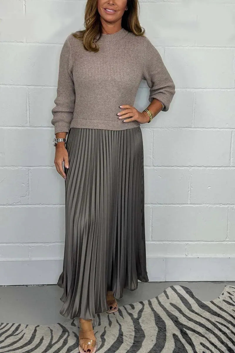 Claudia - Robe longue avec pull et jupe plissée